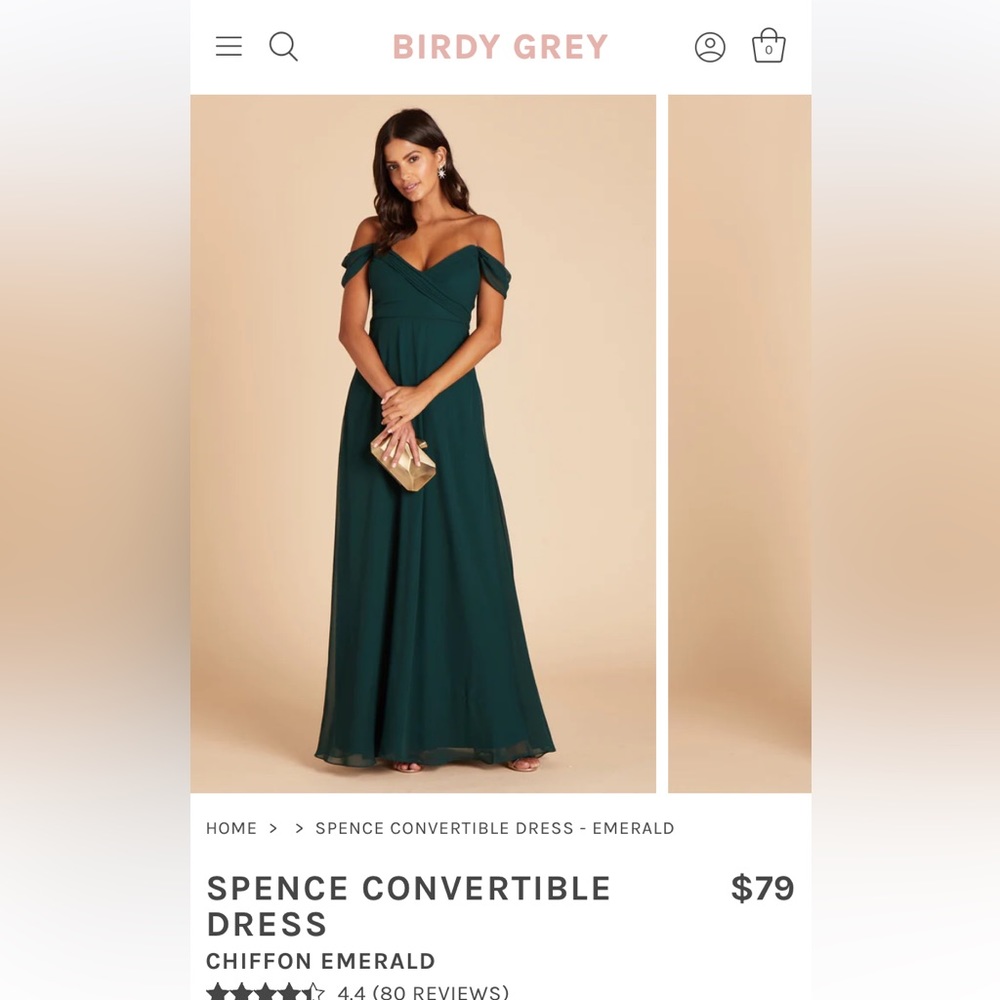 Birdy Grey Spence convertible dress in emerald XS (altered)